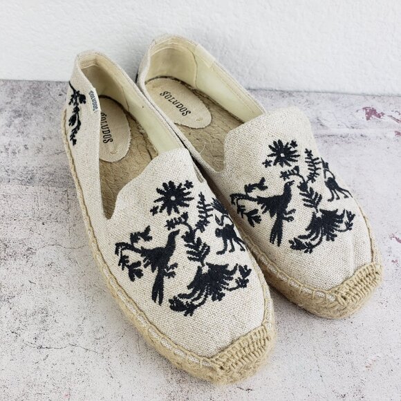 Soludos Espadrilles Shoes Embroidered Canvas Jute Bohemian Resortwear size 9 - Picture 4 of 13